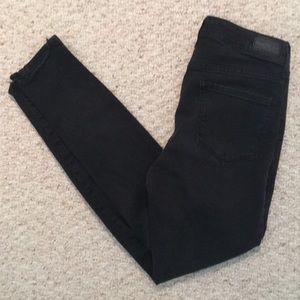 Black, distressed jeggings